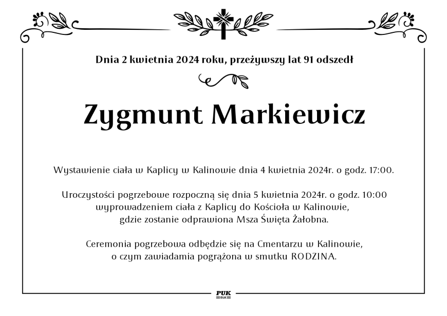 Zygmunt Markiewicz - nekrolog